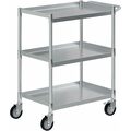 Amgood 3 Shelf Stainless Steel Tubular Utility Cart. 15 in. x 24 in. Metal Cart with Handle CART-TUC-1524-Z